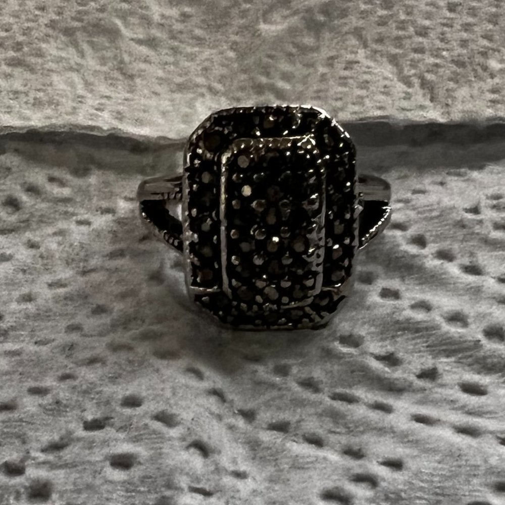 18KT. H.G.E. Marcasite Statement Ring Size 7